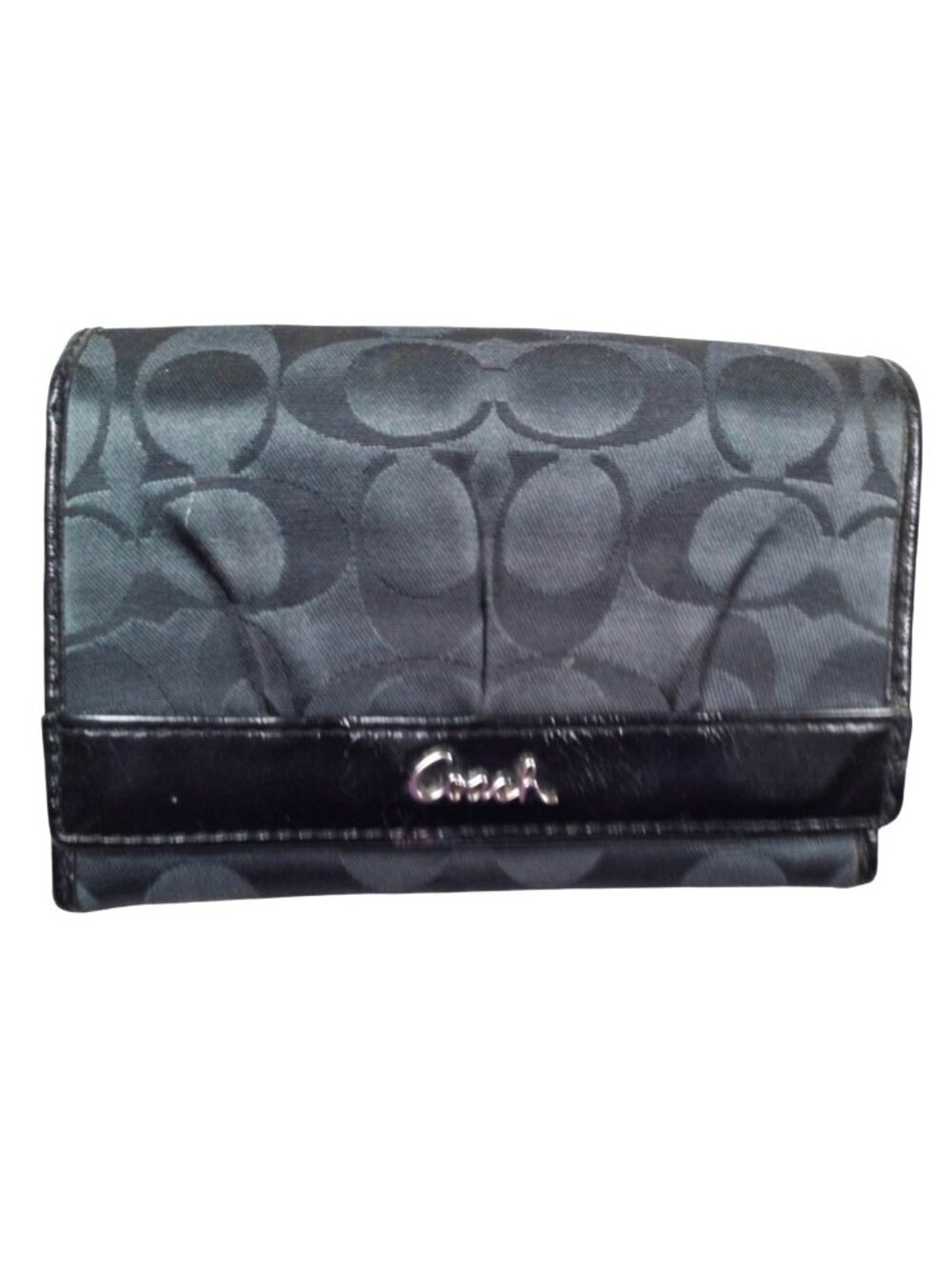 Coach Wallet Womens One Size Black Signature Canvas Leather Bifold Card Case